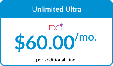 Unlimited Ultra Mobile Plan. $60 per mo. per additional line