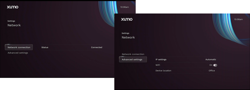 Xumo Network Settings